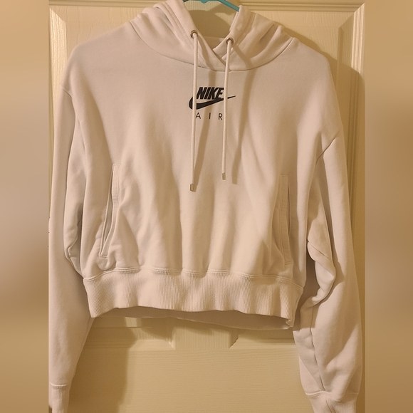 Nike Tops - Nike Air Women's Crop Hoodie in white with black lettering, size xs